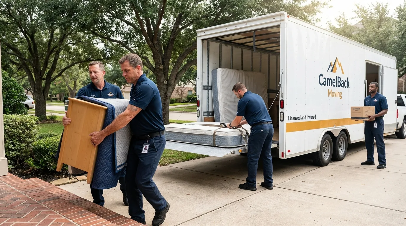 Crew loading residential truck for cross-state move from Bristol, FL